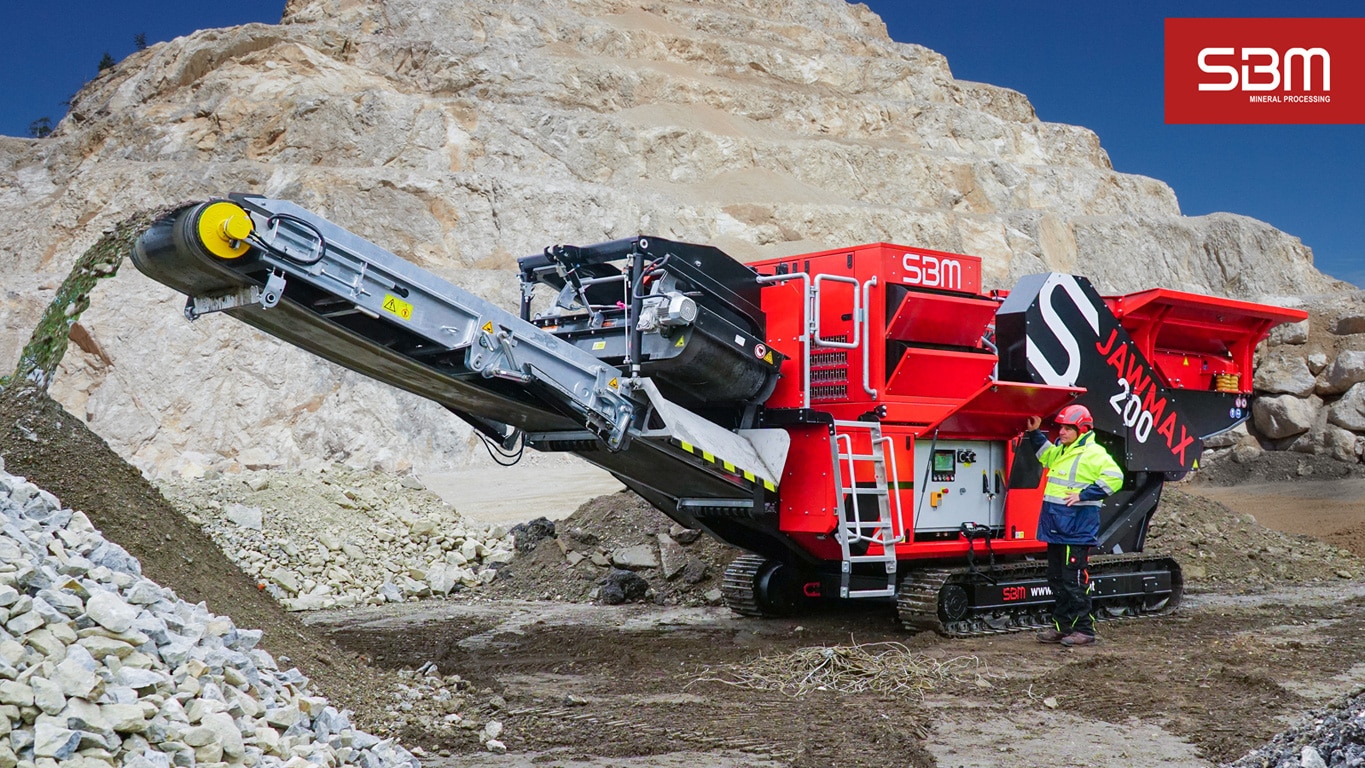 red crusher working in mine area