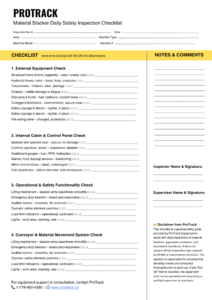 material stacking inspection checklist